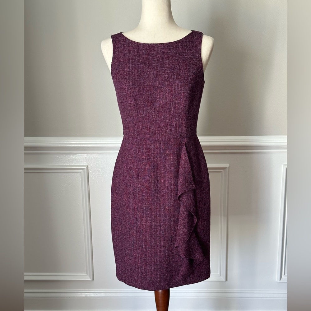 Laudrew Purple Sleeveless Tweed Sheath Dress size 2
